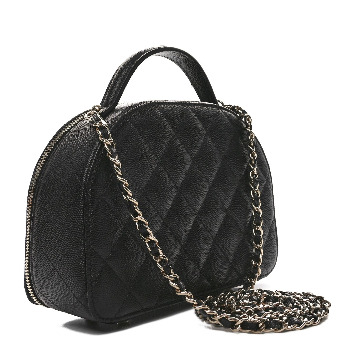 Caviar Quilted Top Handle Vanity Case Black