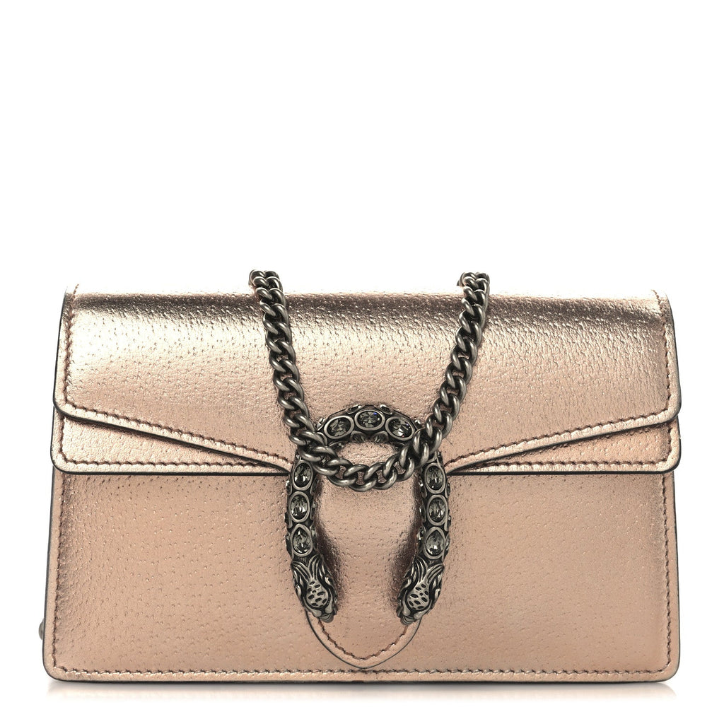 Metallic Calfskin Super Mini Dionysus Shoulder Bag Rose Gold
