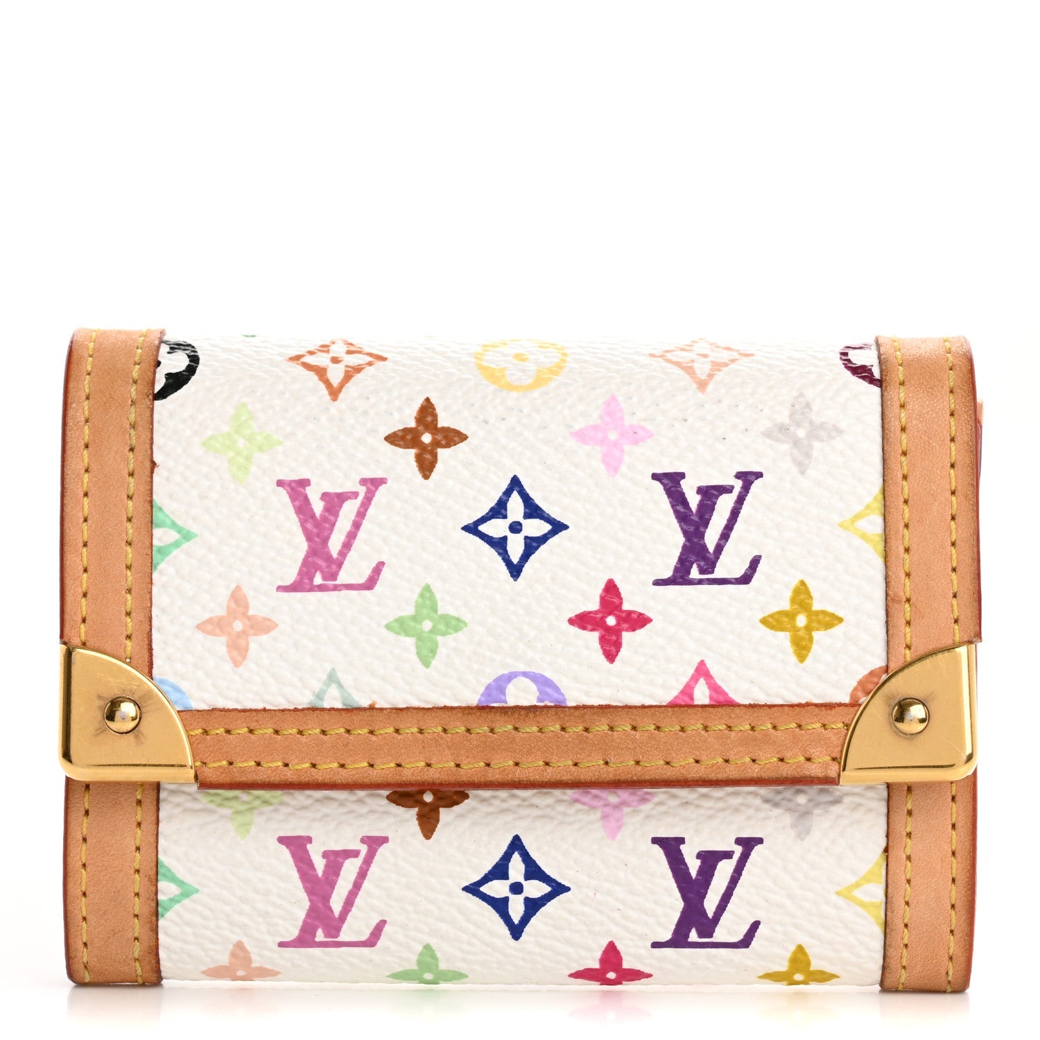 Monogram Multicolor Porte-Monnaie Plat Coin Purse White