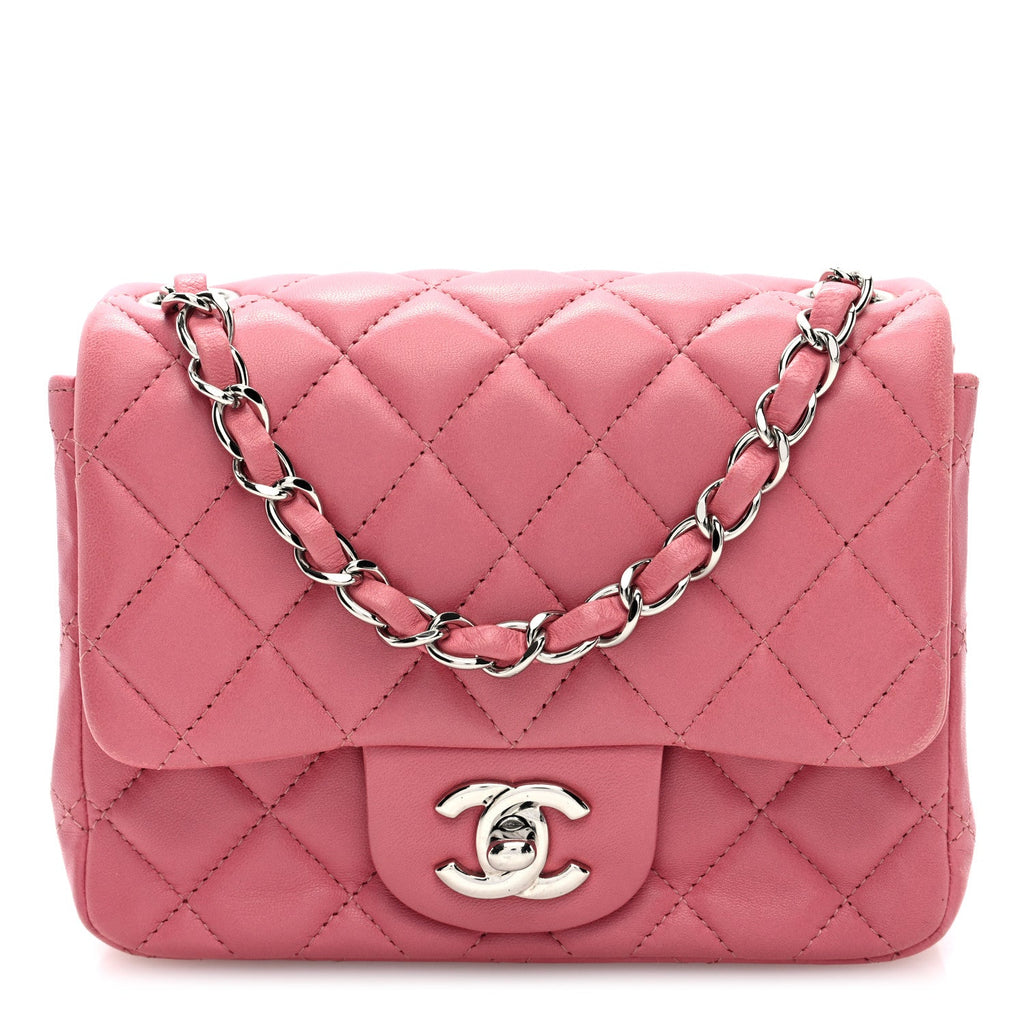 Lambskin Quilted Mini Square Flap Pink