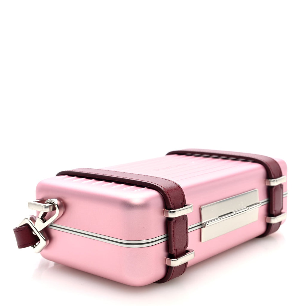 X RIMOWA Aluminum Personal Clutch On Strap Rose