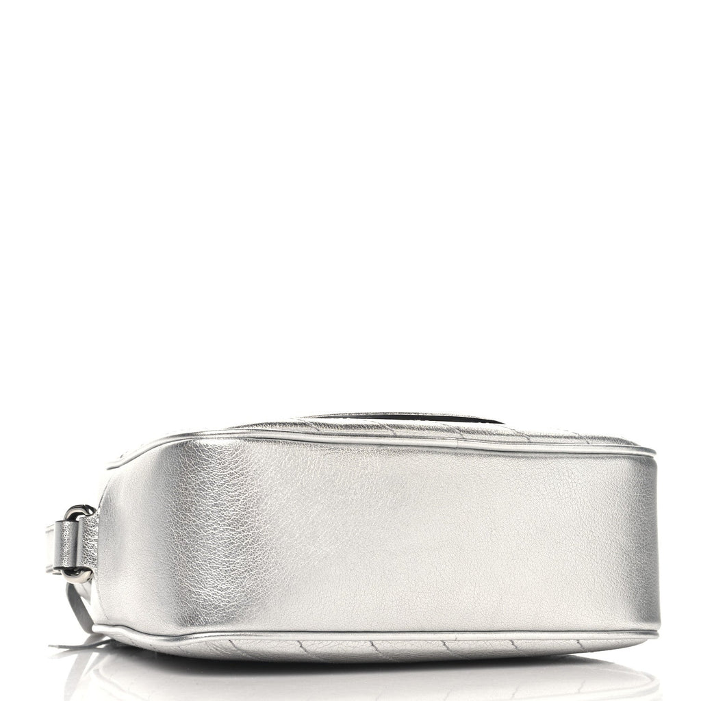 Metallic Sakai Be Green Calfskin Diagonal Stitched Small Blondie Shoulder Bag Silver