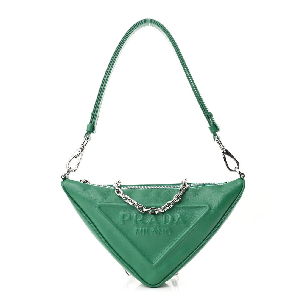 Grace Lux Triangle Logo Embossed Mini Triangle Bag Mango