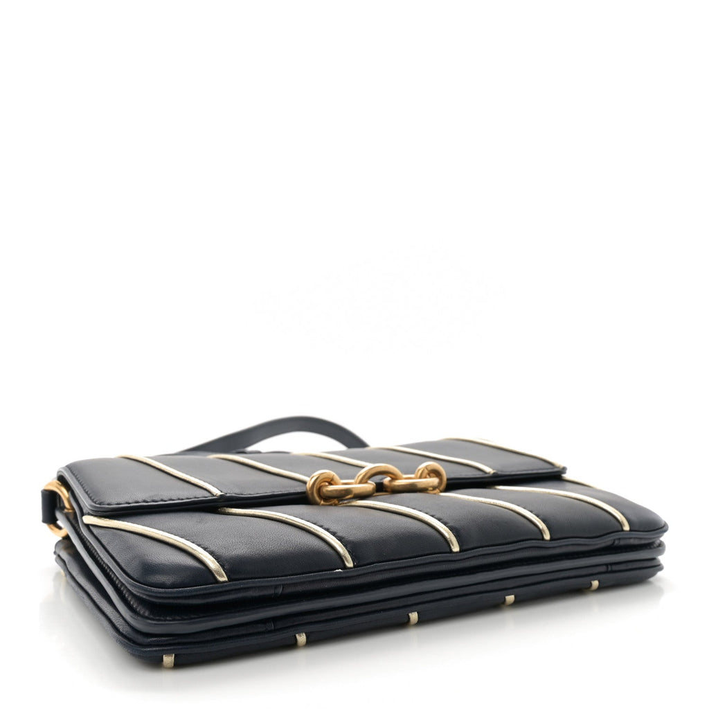 Lambskin Quilted Le Maillon Satchel Marine