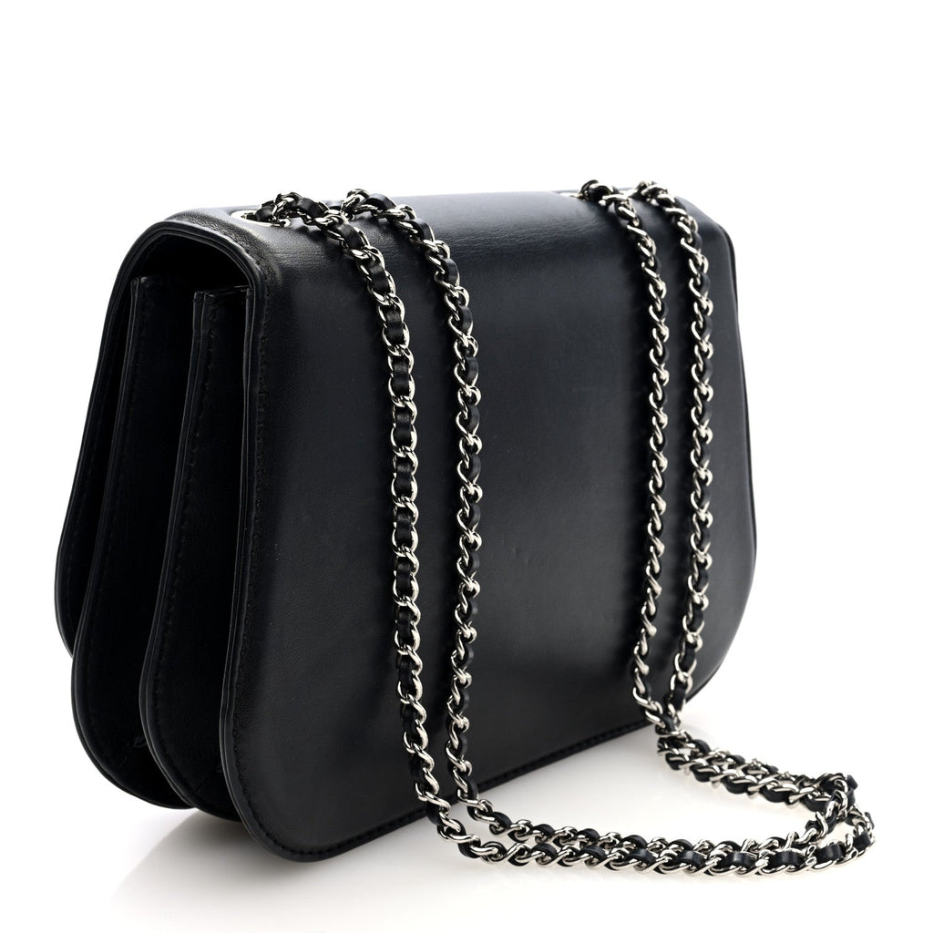Calfskin Braided Small Chic Flap Black