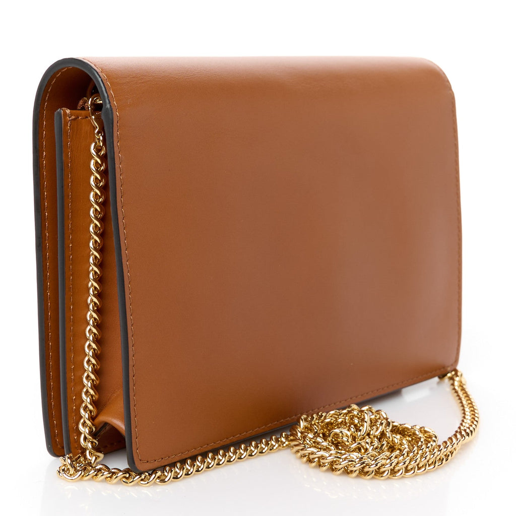 Vitello King Tamponato Logo Embossed Medium Wallet On Chain Cuoio