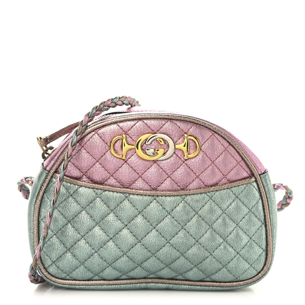 Laminated Nappa Trapuntata Mini Zumi Dome Shoulder Bag Rosa Lago Rame