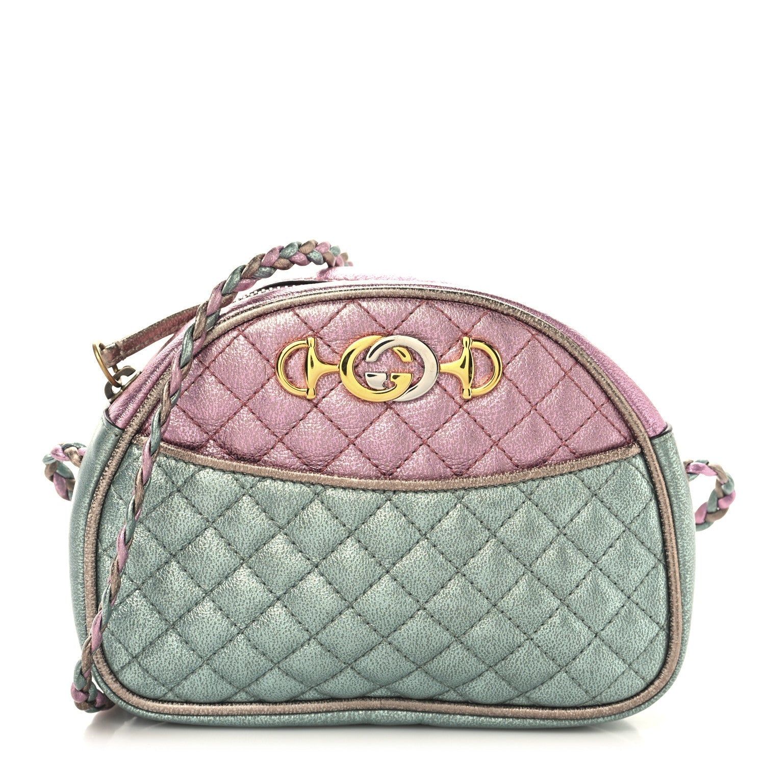 Laminated Nappa Trapuntata Mini Zumi Dome Shoulder Bag Rosa Lago Rame