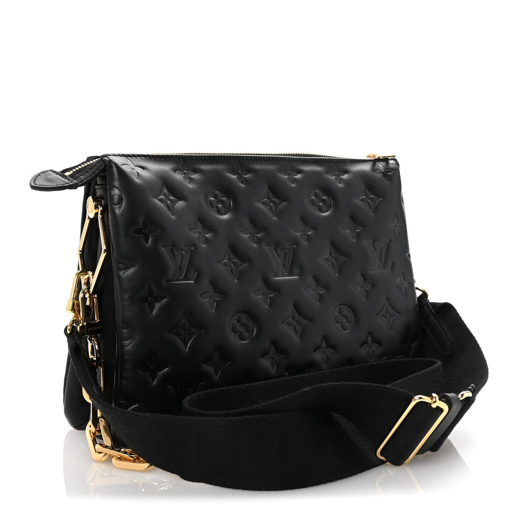 Lambskin Embossed Monogram Coussin PM Black