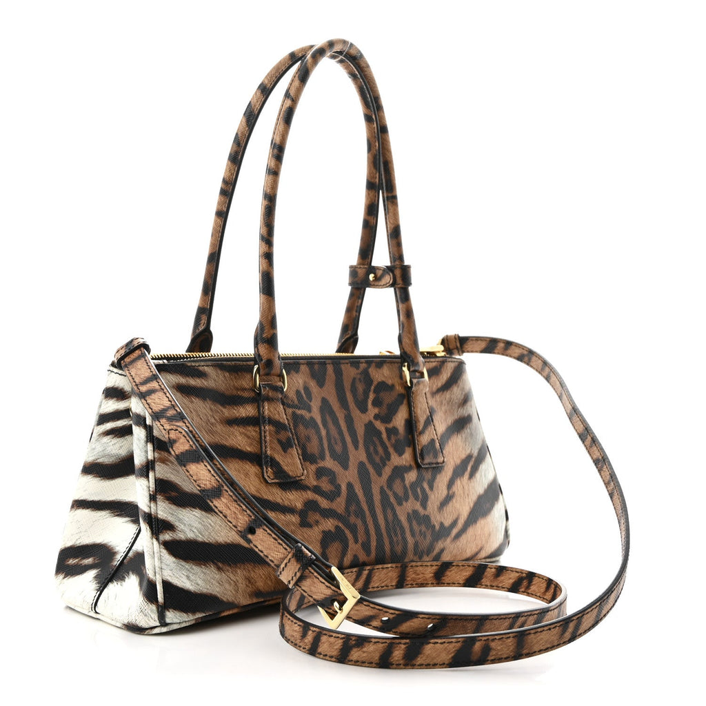 Saffiano Printed Medium Galleria Double Zip Bag Honey
