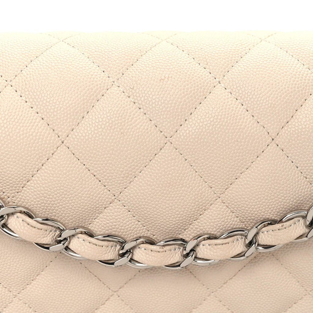 Caviar Quilted Jumbo Double Flap Ivory
