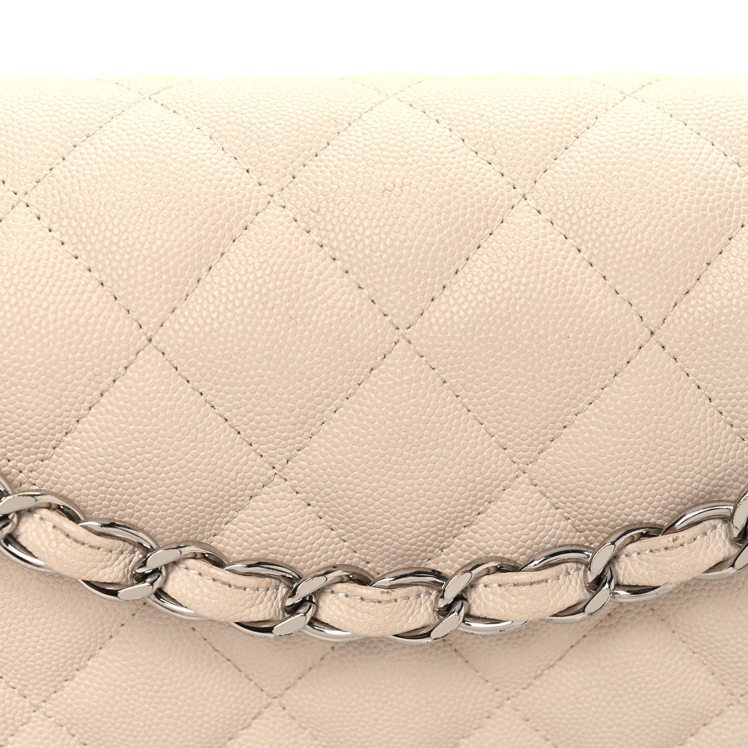 Caviar Quilted Jumbo Double Flap Ivory