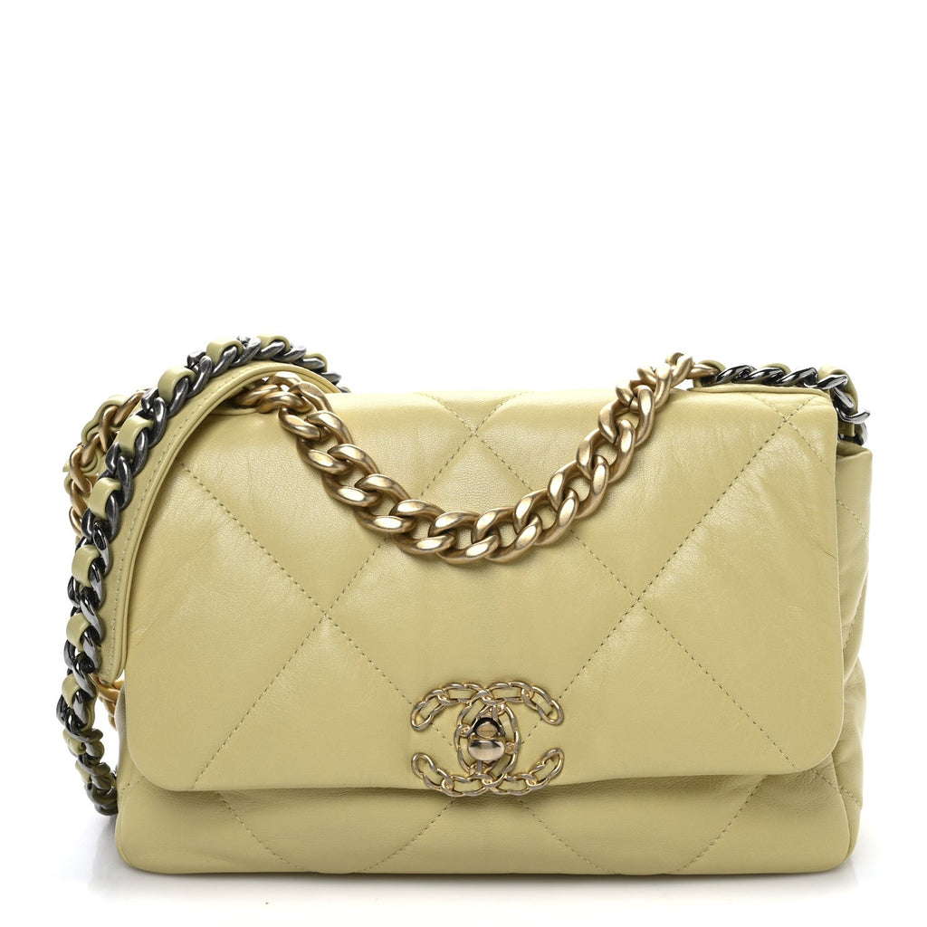 Lambskin Quilted Medium Chanel 19 Flap Yellow