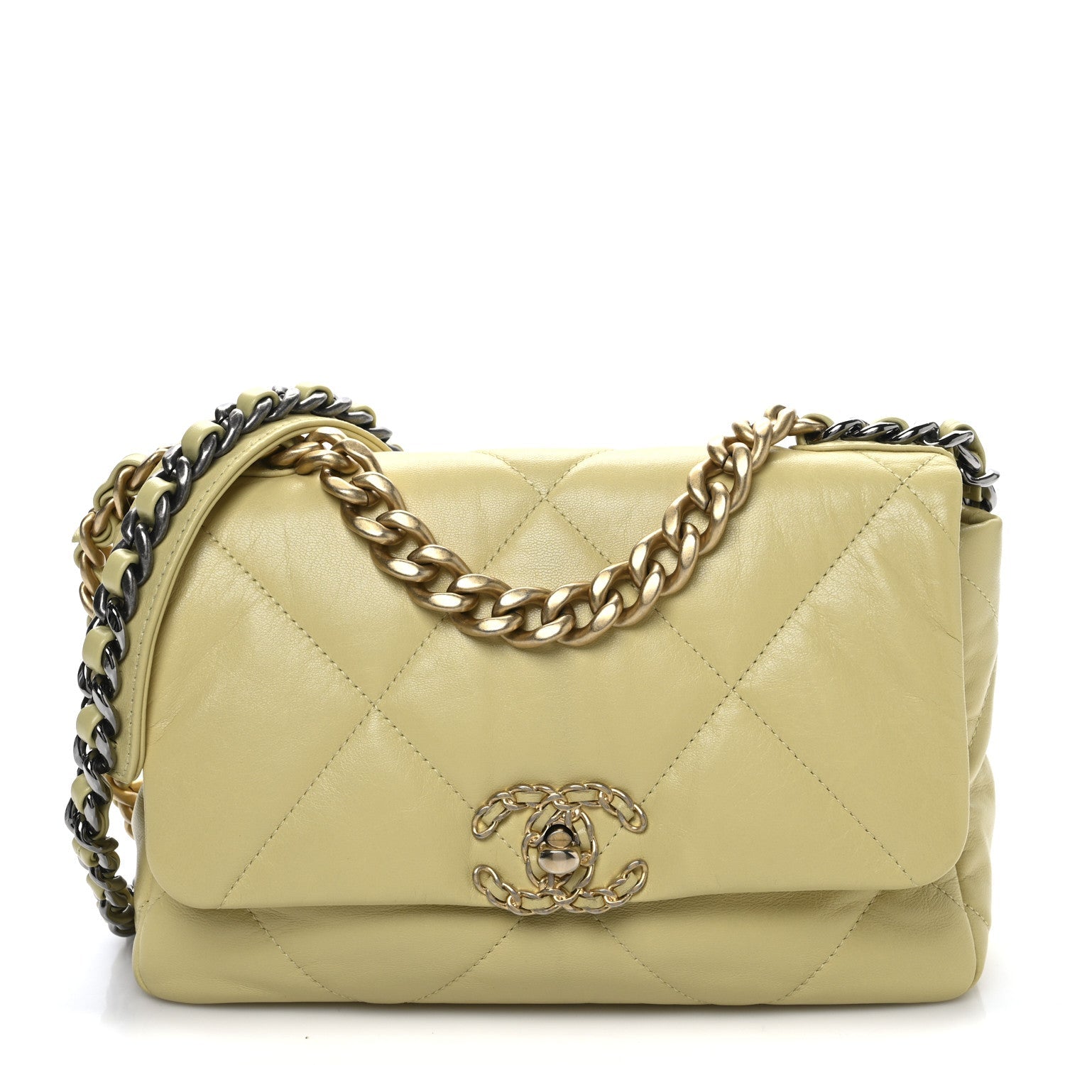 Lambskin Quilted Medium Chanel 19 Flap Yellow