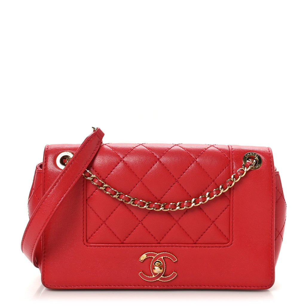 Sheepskin Quilted Medium Vintage Mademoiselle Flap Red