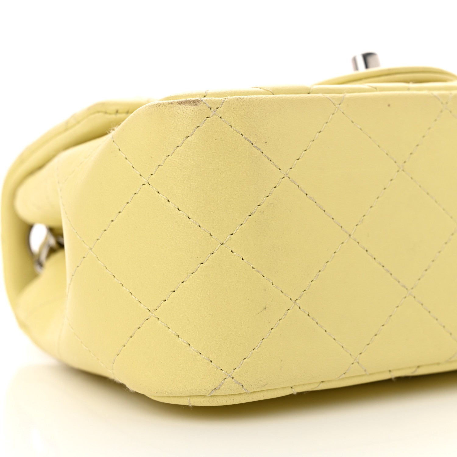Lambskin Quilted Mini Square Flap Light Yellow