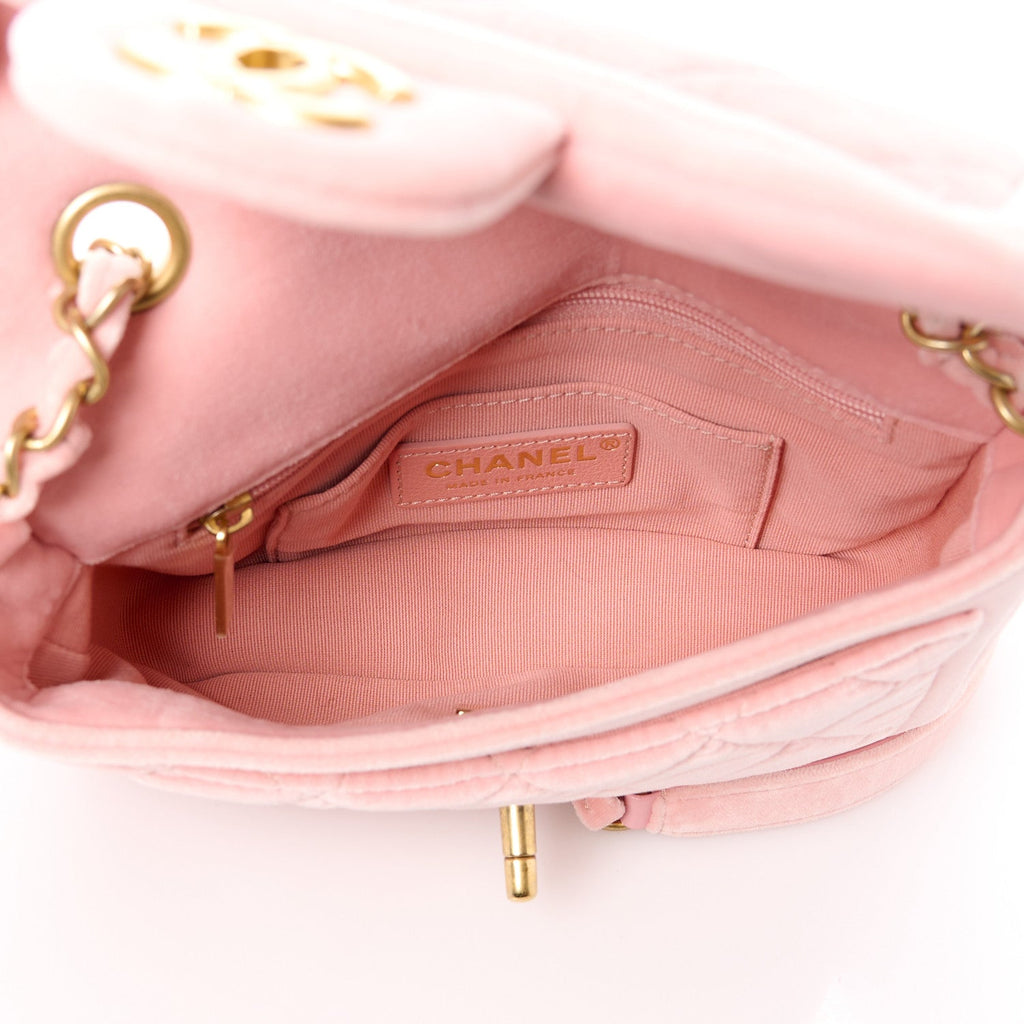 Velour Quilted Mini Double Frame Flap Rose
