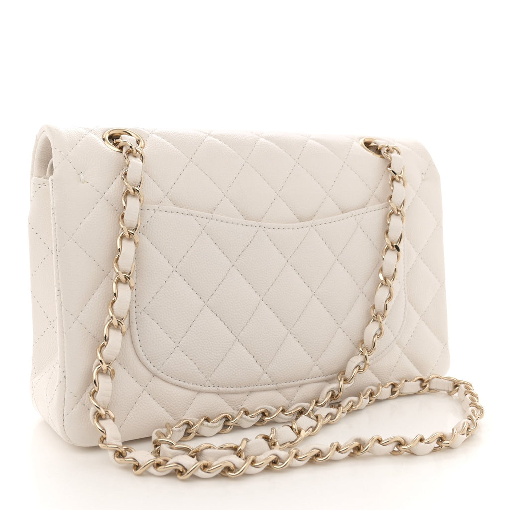 Caviar Quilted Small Double Flap White