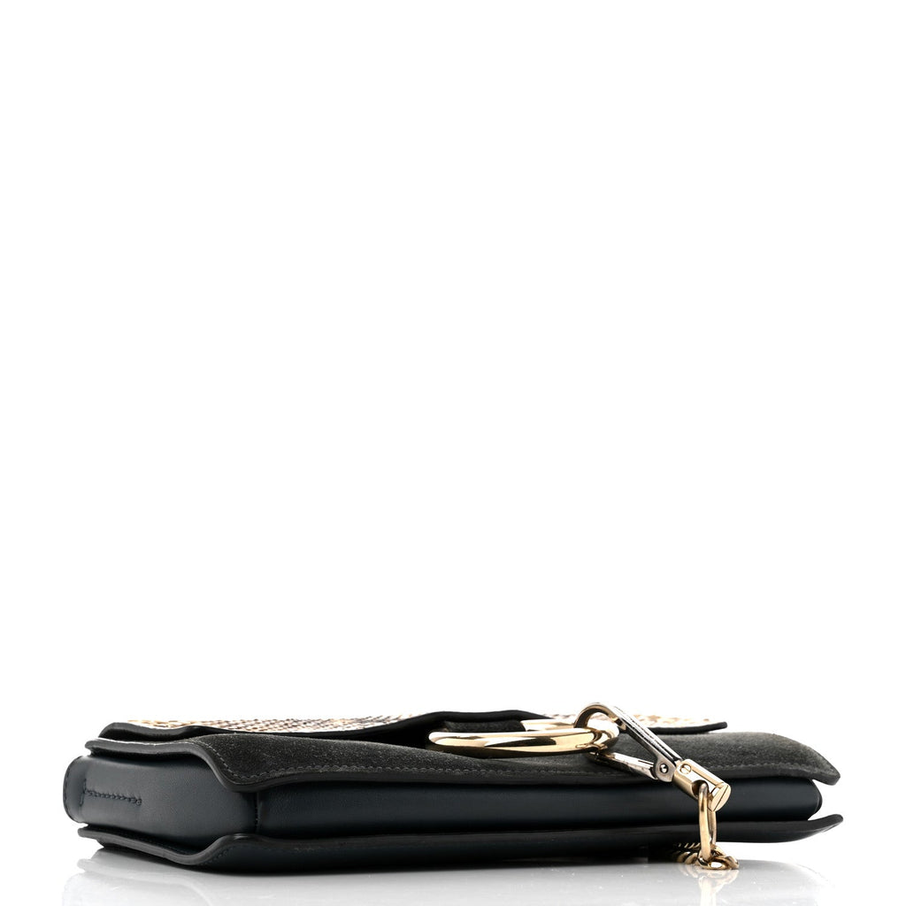 Snakeskin Calfskin Small Faye Shoulder Bag Blue