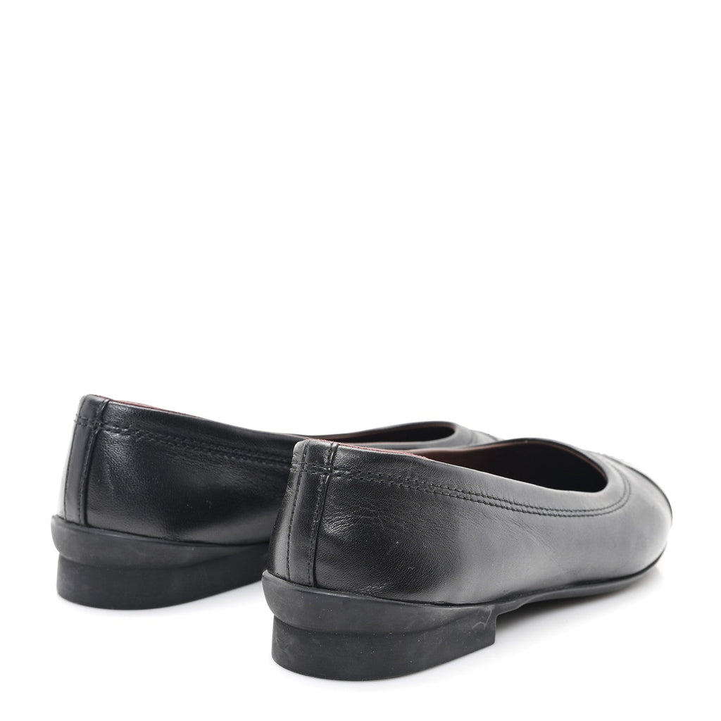 Lambskin Cap Toe CC Uniform Ballerina Flats 38.5 Black