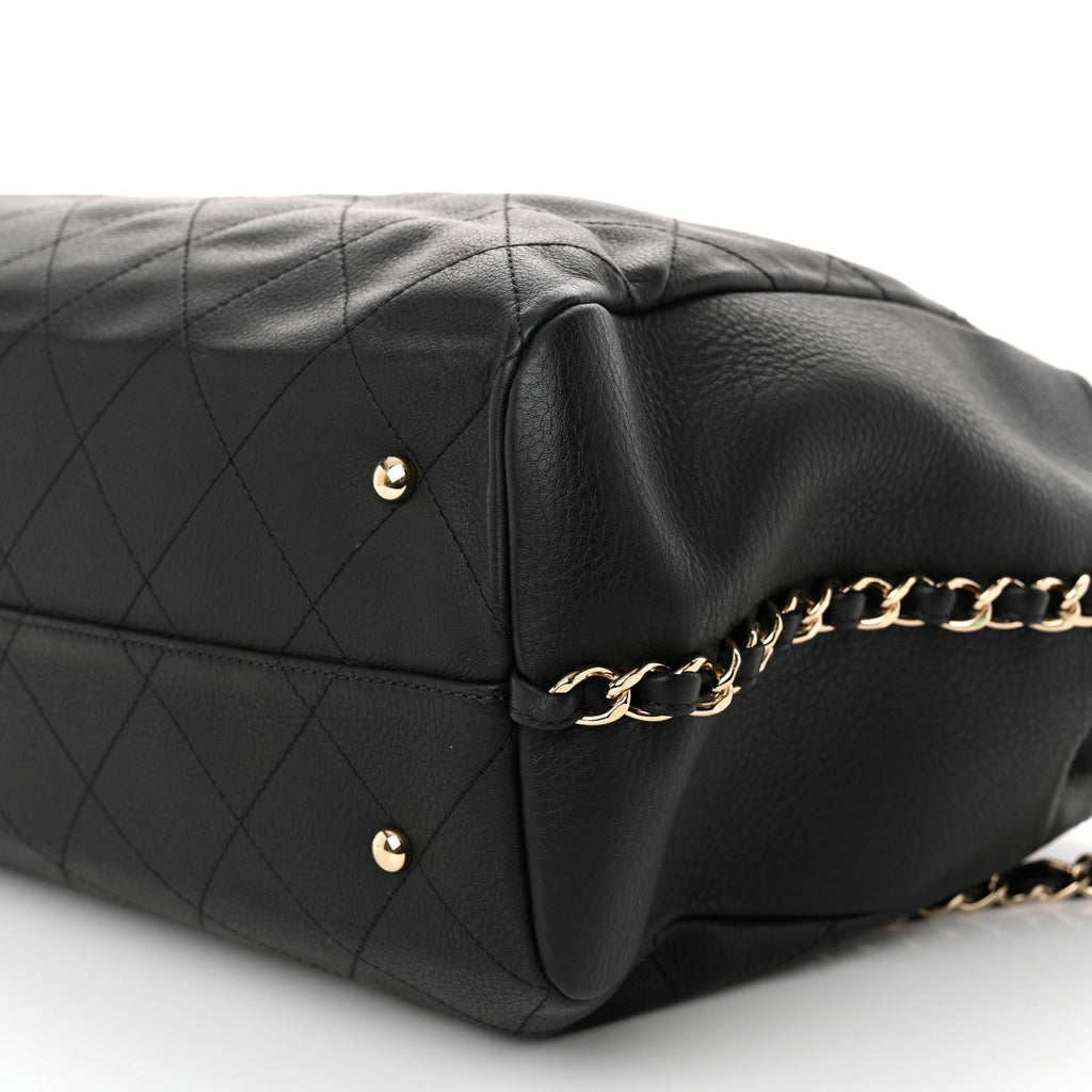 Bullskin Stitched Large Shopping Bag Black