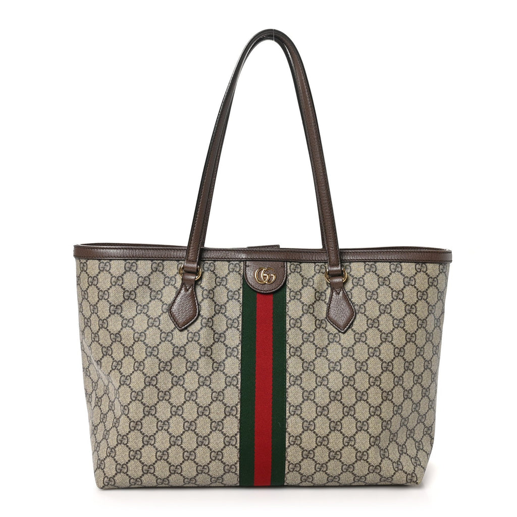 GG Supreme Monogram Medium Ophidia Shopping Tote Brown
