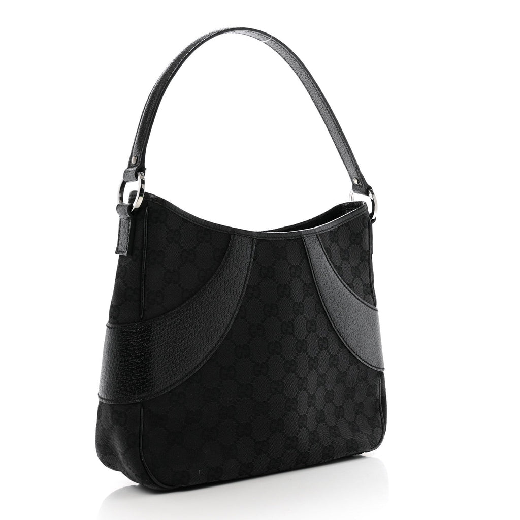 Monogram Leather Shoulder Bag Black