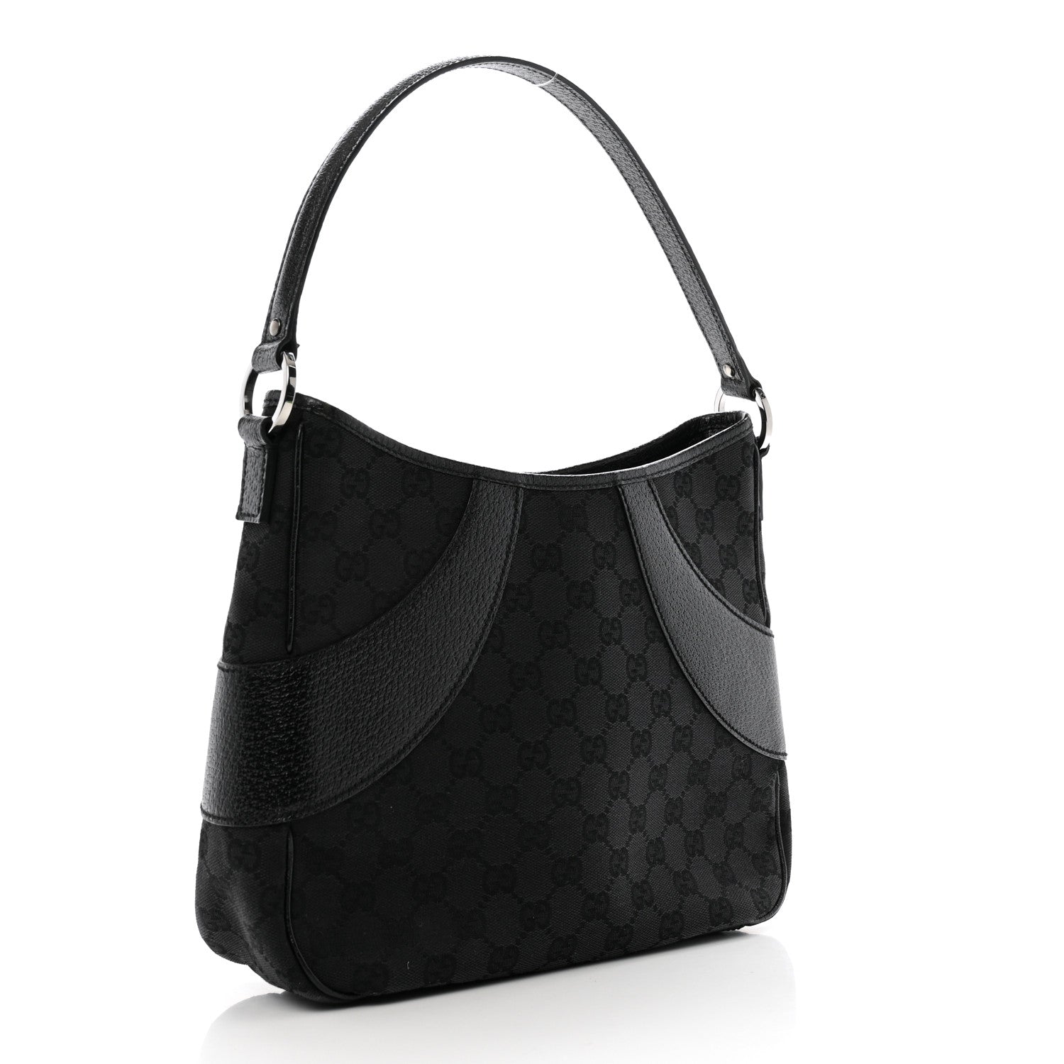 Monogram Leather Shoulder Bag Black