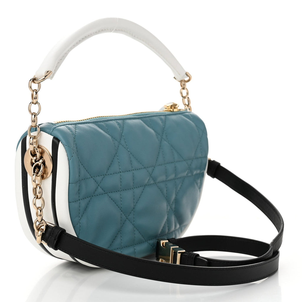Lambskin Cannage Small Dior Vibe Hobo Bag Cloud Blue