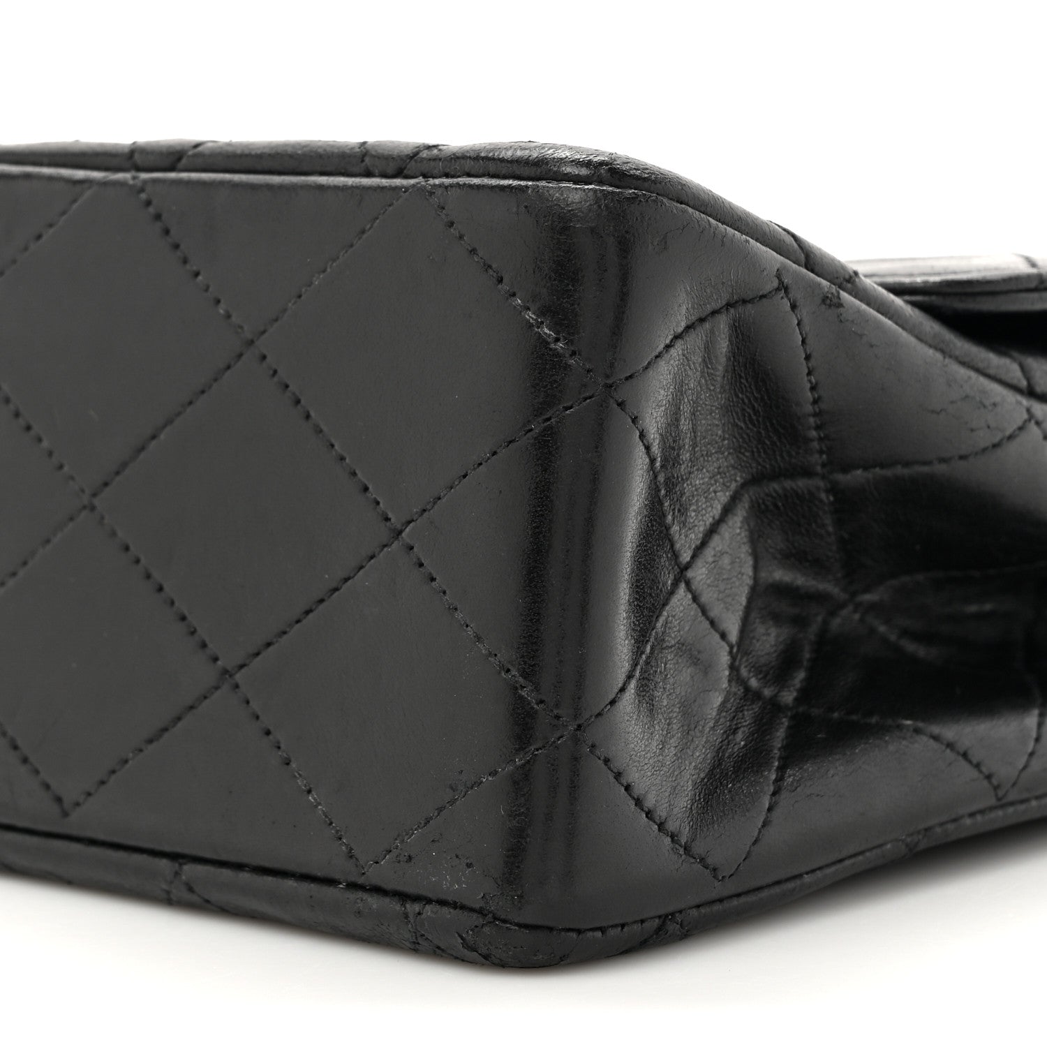 Lambskin Quilted Medium Double Flap Black