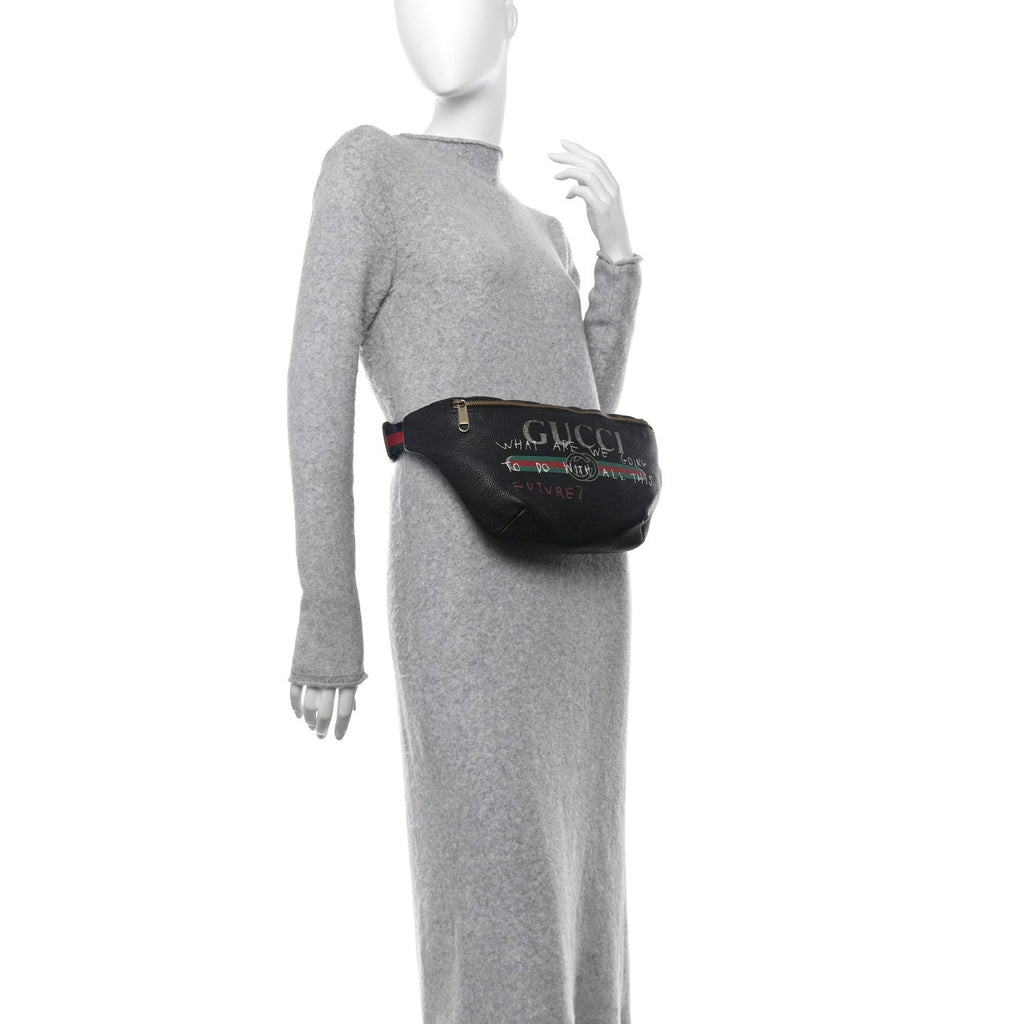 Grained Calfskin Coco Capitan Logo Belt Bag Black