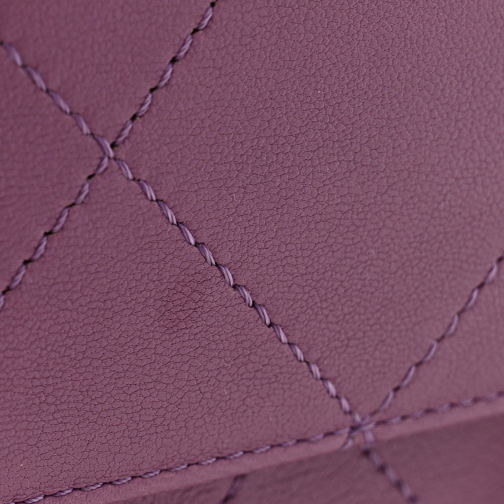 Lambskin Sleek And Chic Flap Purple
