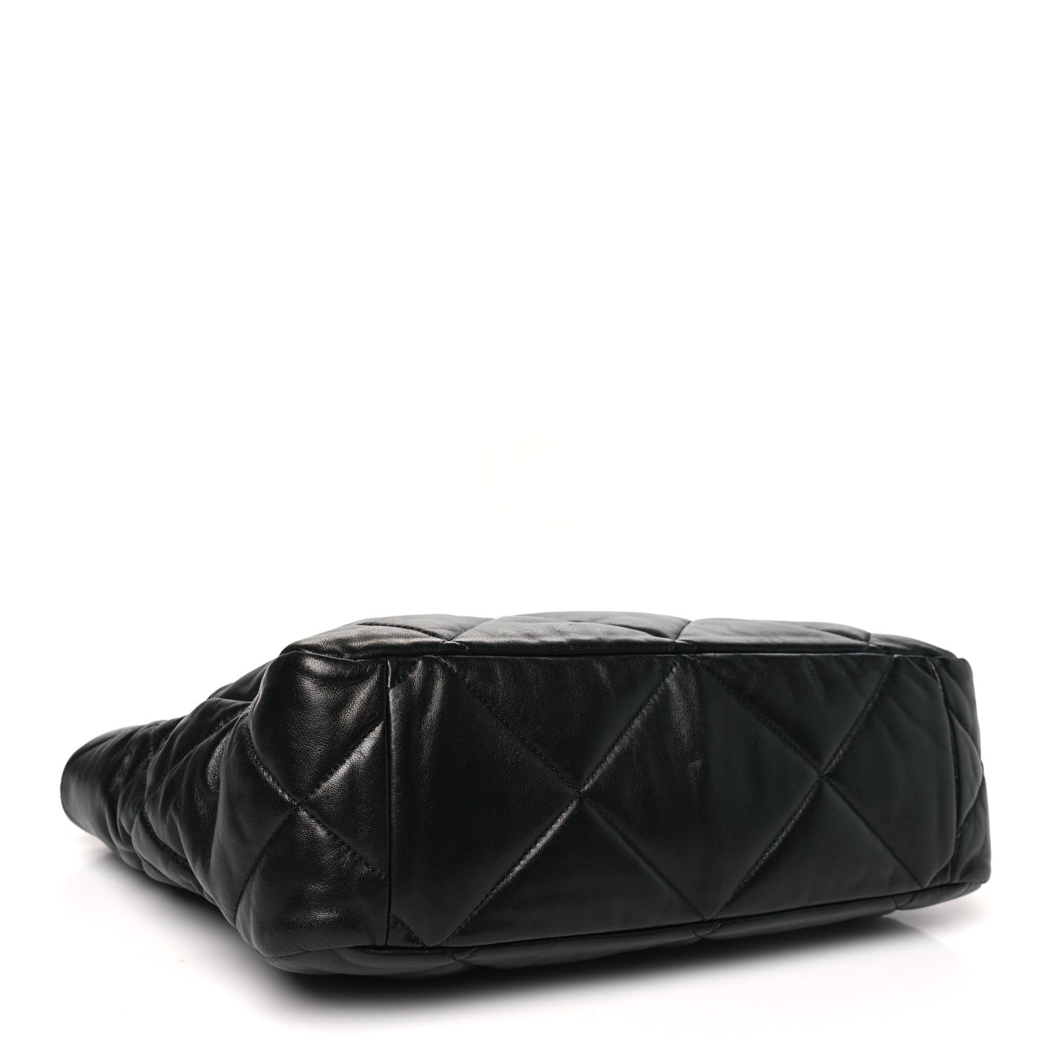 Lambskin Quilted Chanel 19 East West Shopping Bag Black