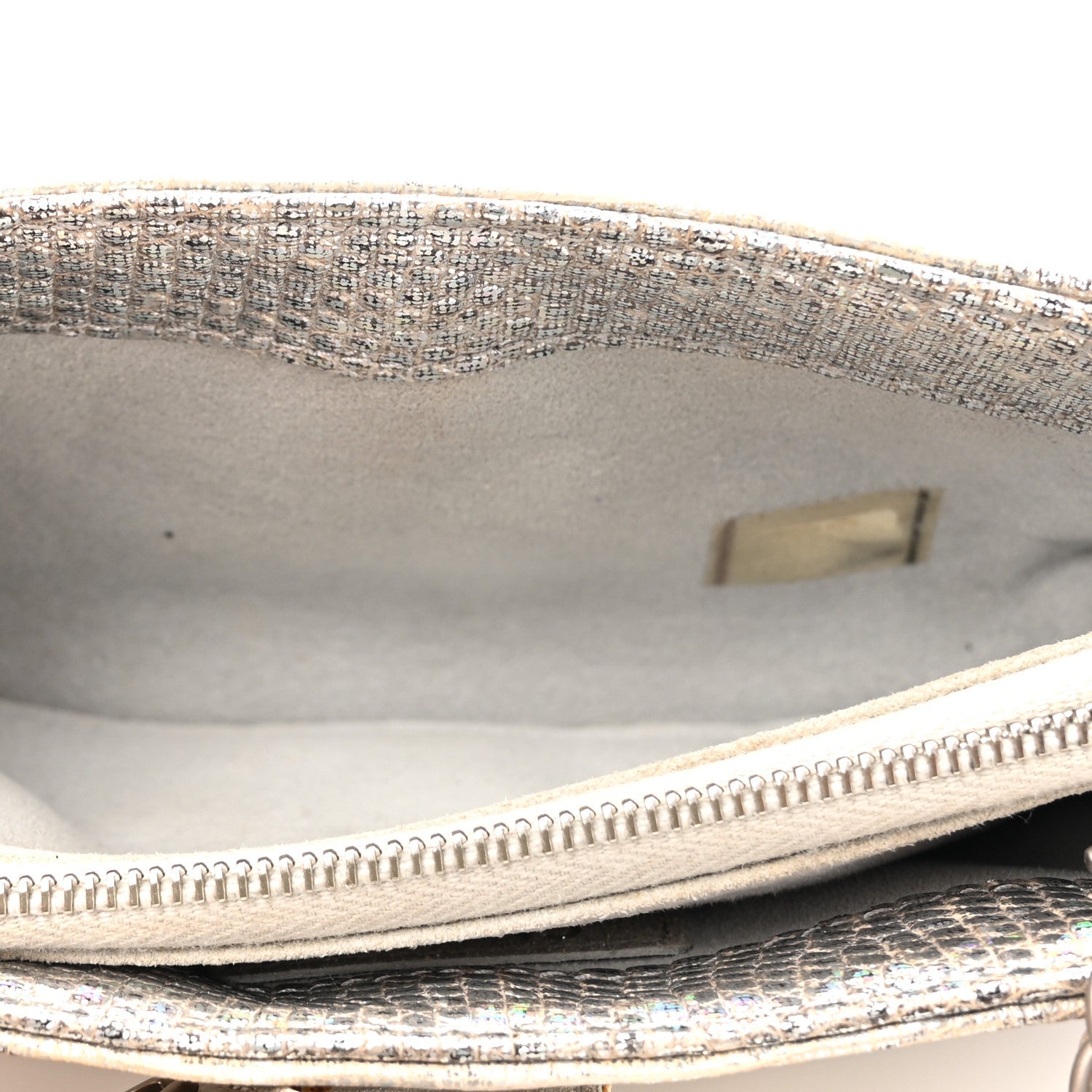 Iridescent Lizard Phone Holder Crossbody Silver