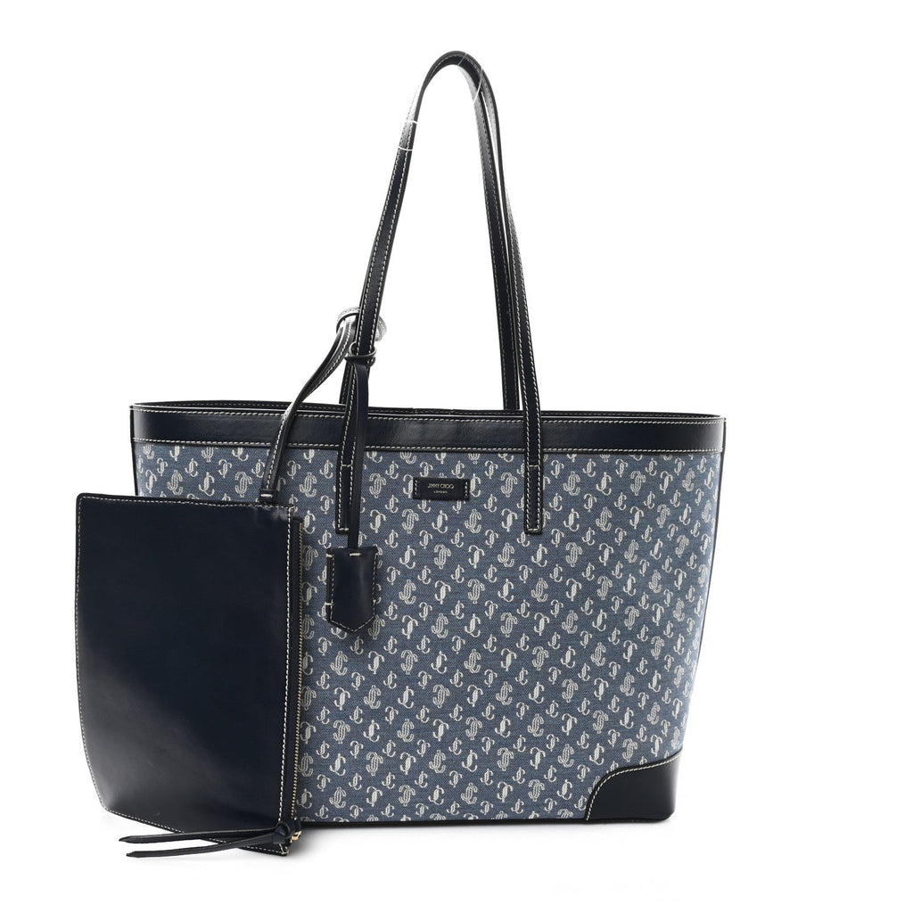 Denim Calfskin JC Monogram Nine2Five East West Tote Denim