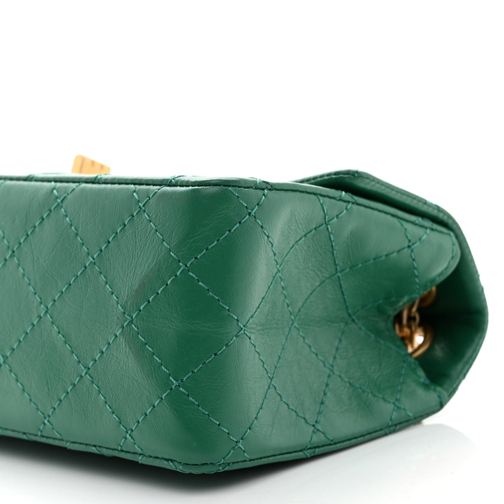 Aged Calfskin Quilted 2.55 Reissue Mini Flap Green