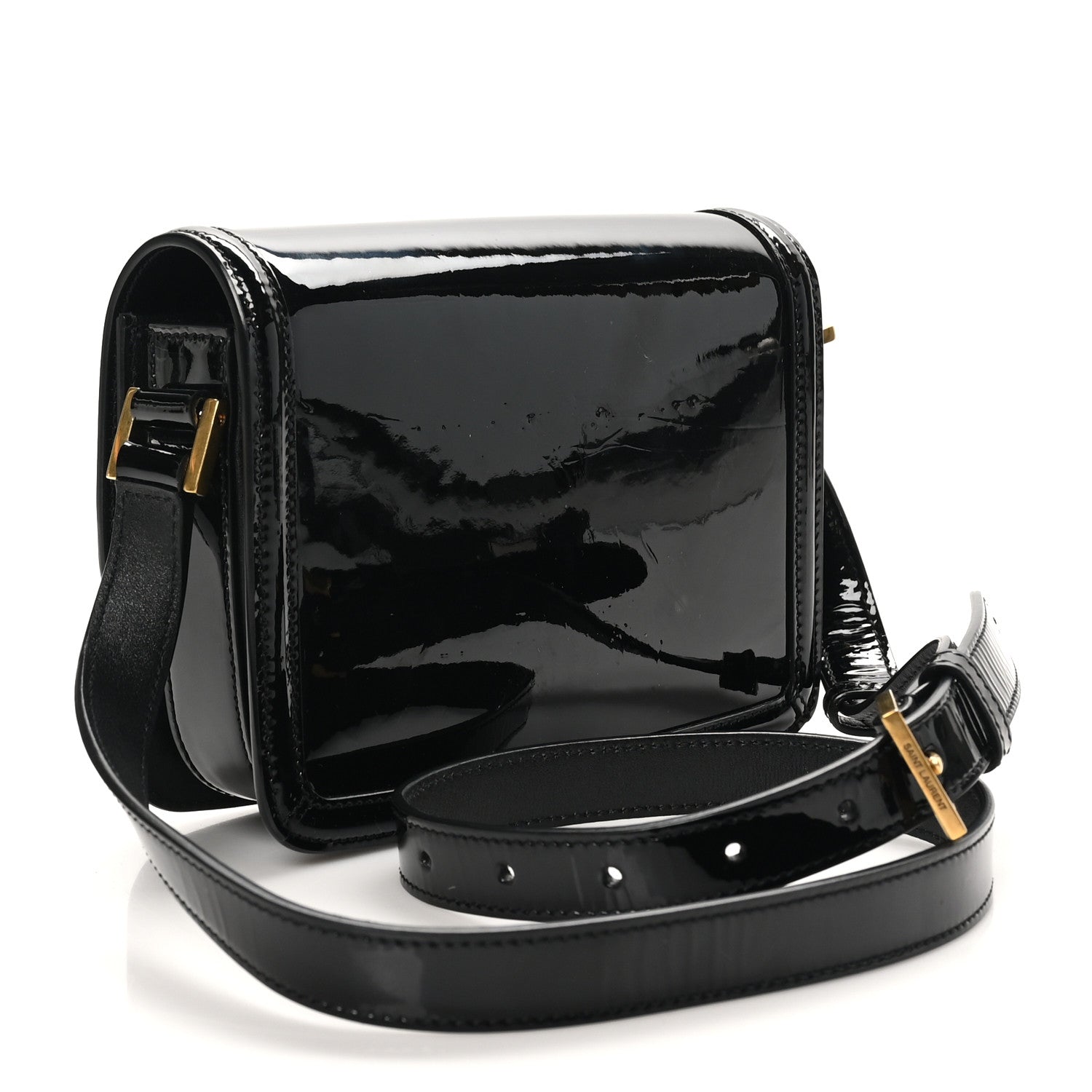 Patent Small Solferino Satchel Black