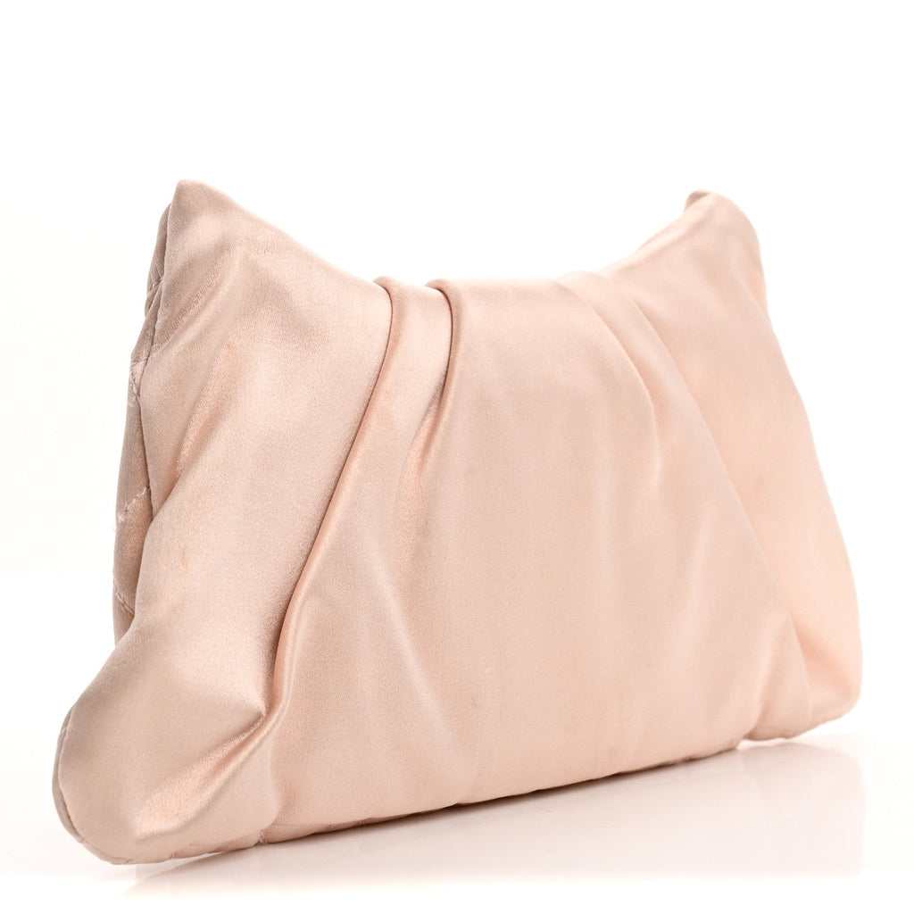 Satin Quilted Flap Clutch Pink
