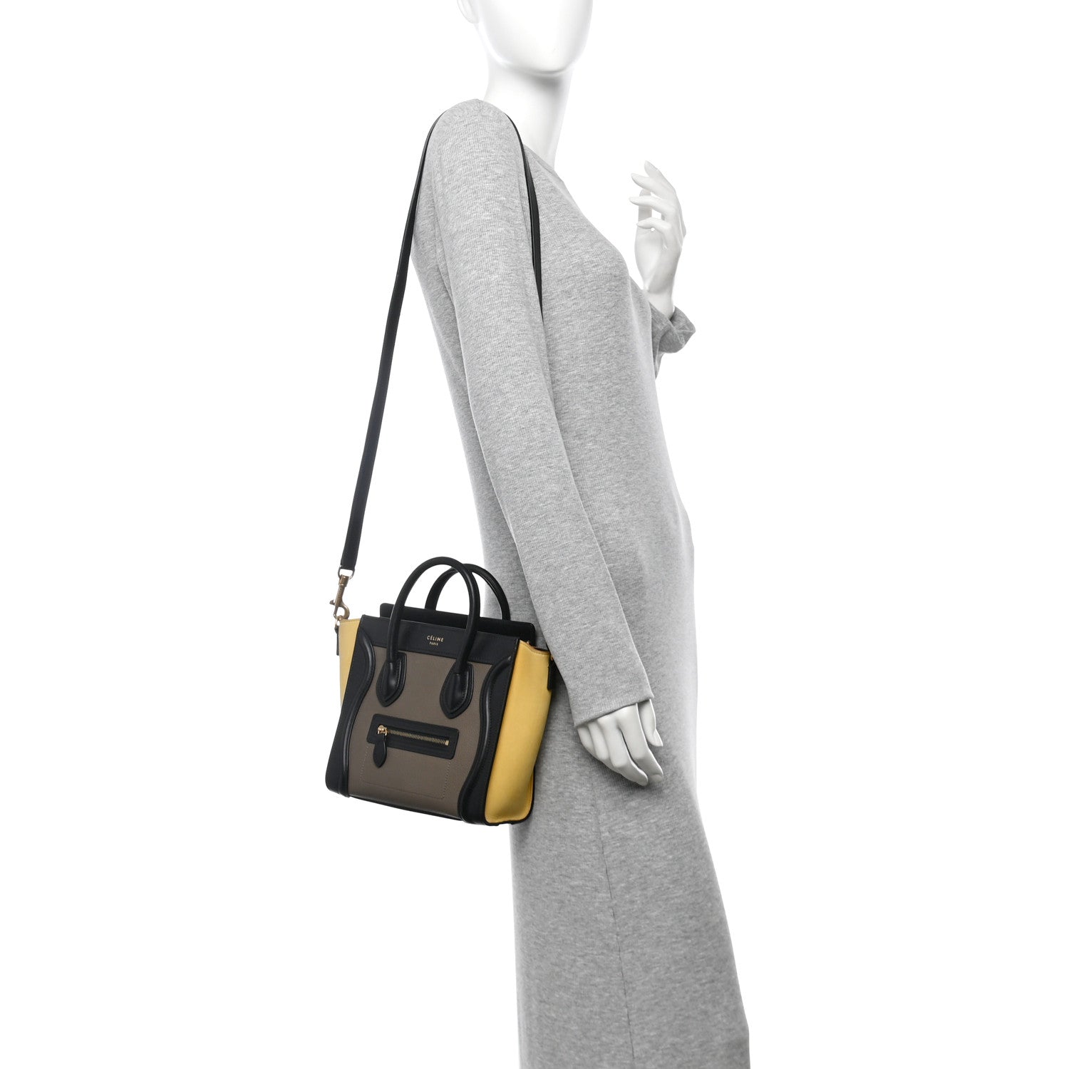 Smooth Drummed Calfskin Tri-Color Nano Luggage Amber