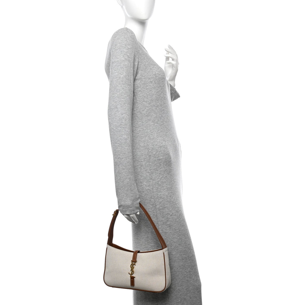 Smooth Calfskin Canvas Le 5 A 7 Hobo New Senna Masoil White