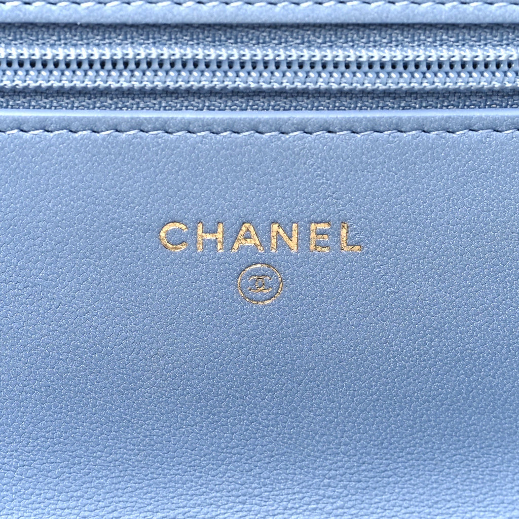 Denim Quilted Reissue Wallet On Chain WOC Blue