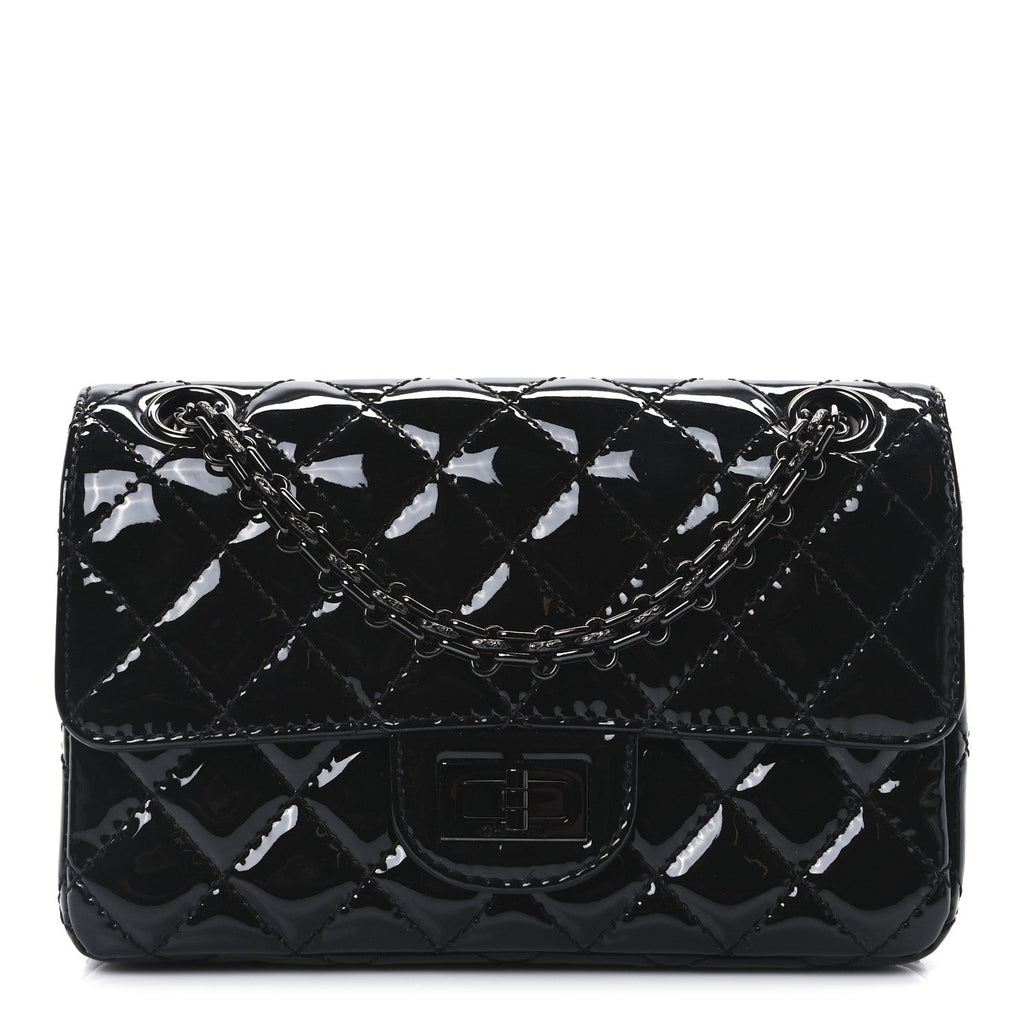 Patent Calfskin Quilted 2.55 Reissue Mini Flap So Black