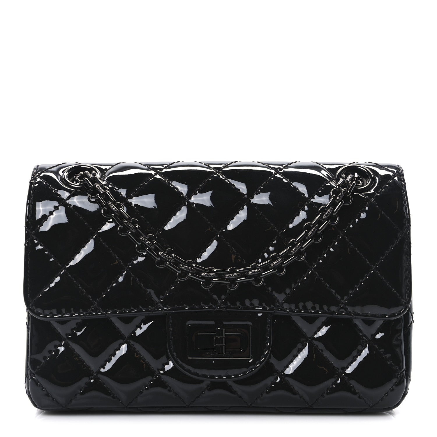 Patent Calfskin Quilted 2.55 Reissue Mini Flap So Black