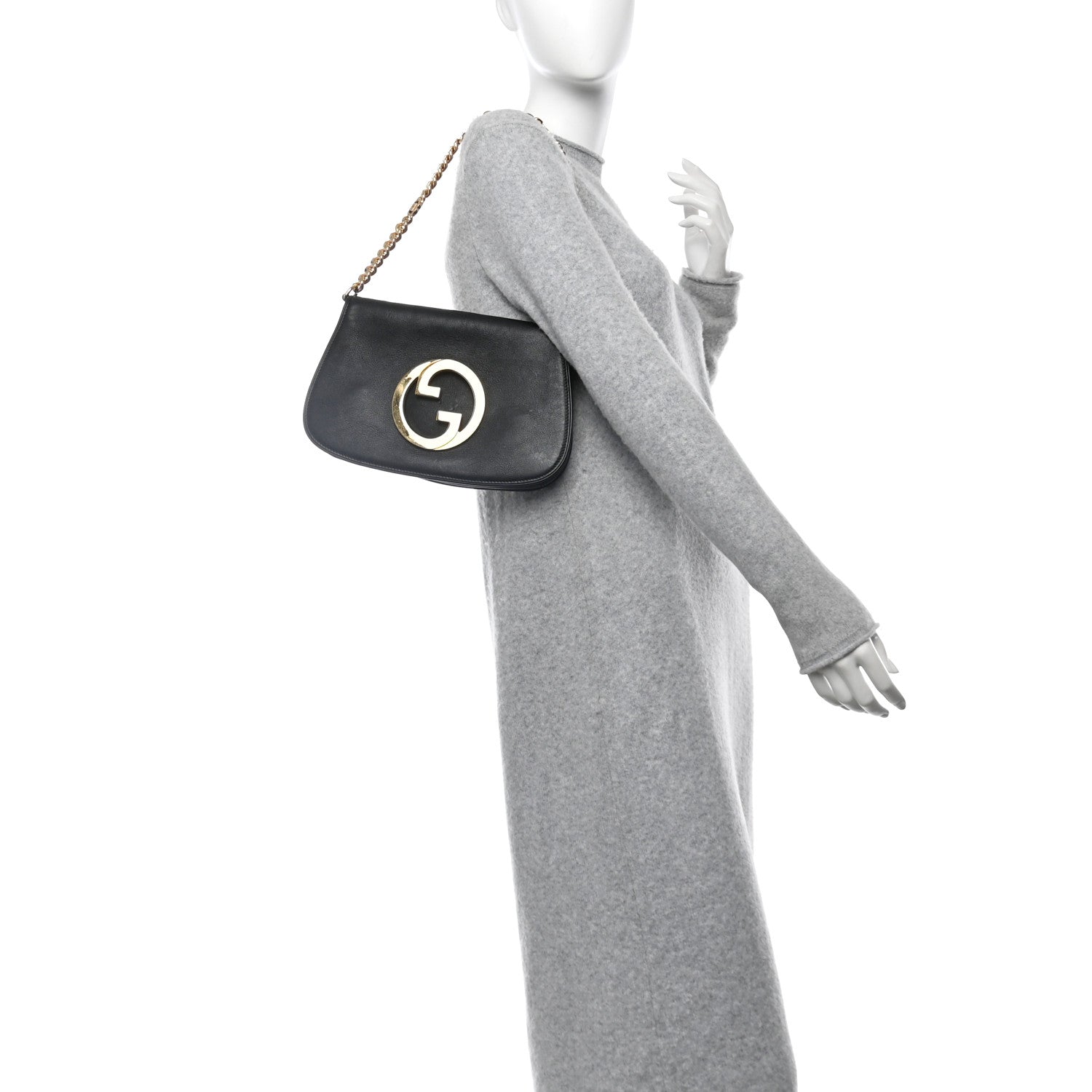 Roxy Calfskin Blondie Chain Shoulder Flap Bag Black
