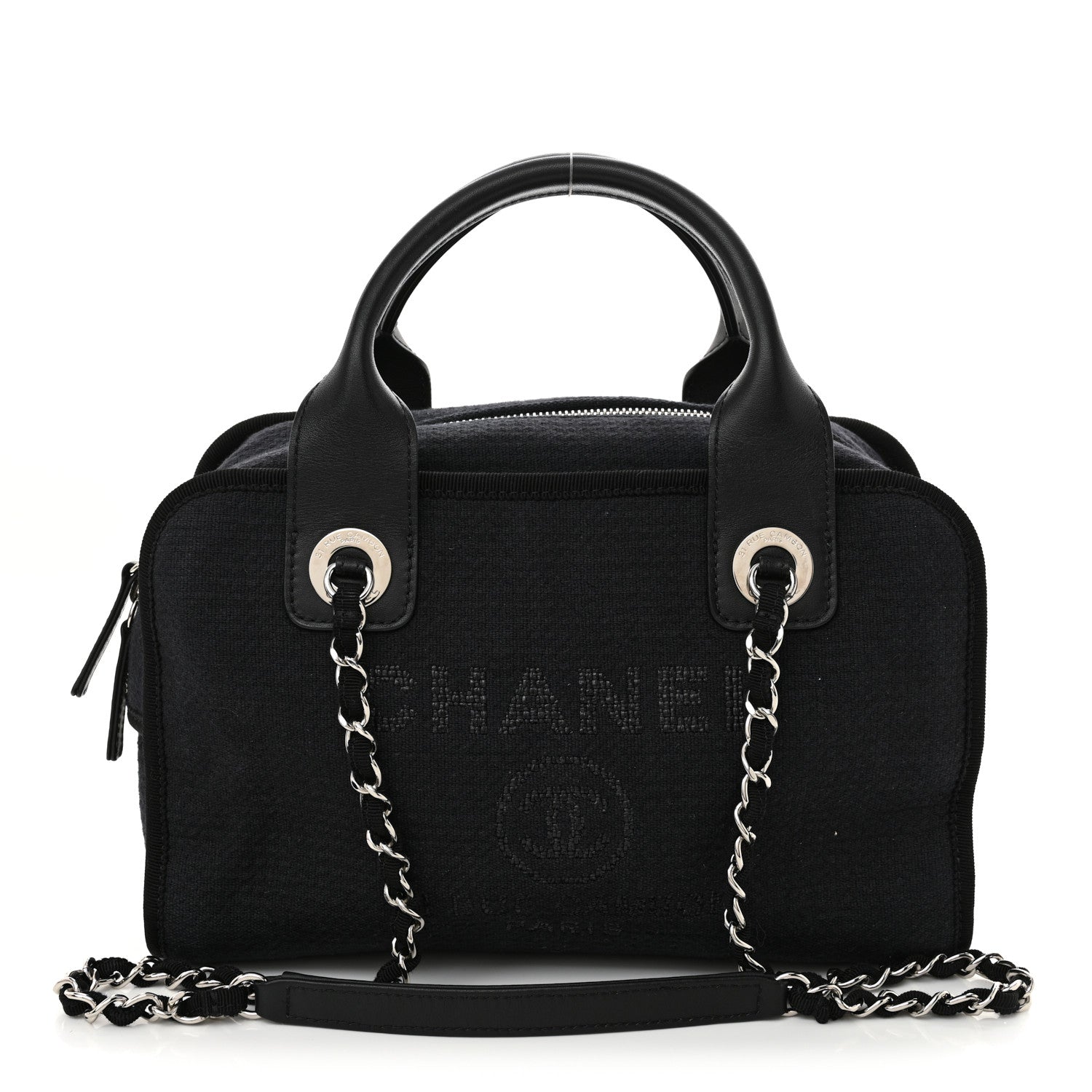 Mixed Fibers Small Deauville Bowling Bag Navy Blue