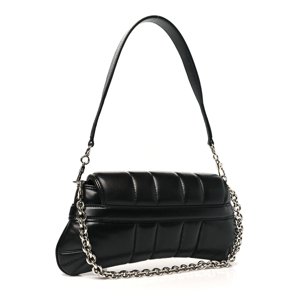 Nappa Vertical Matelasse Small Maxi Horsebit Chain Shoulder Bag Black