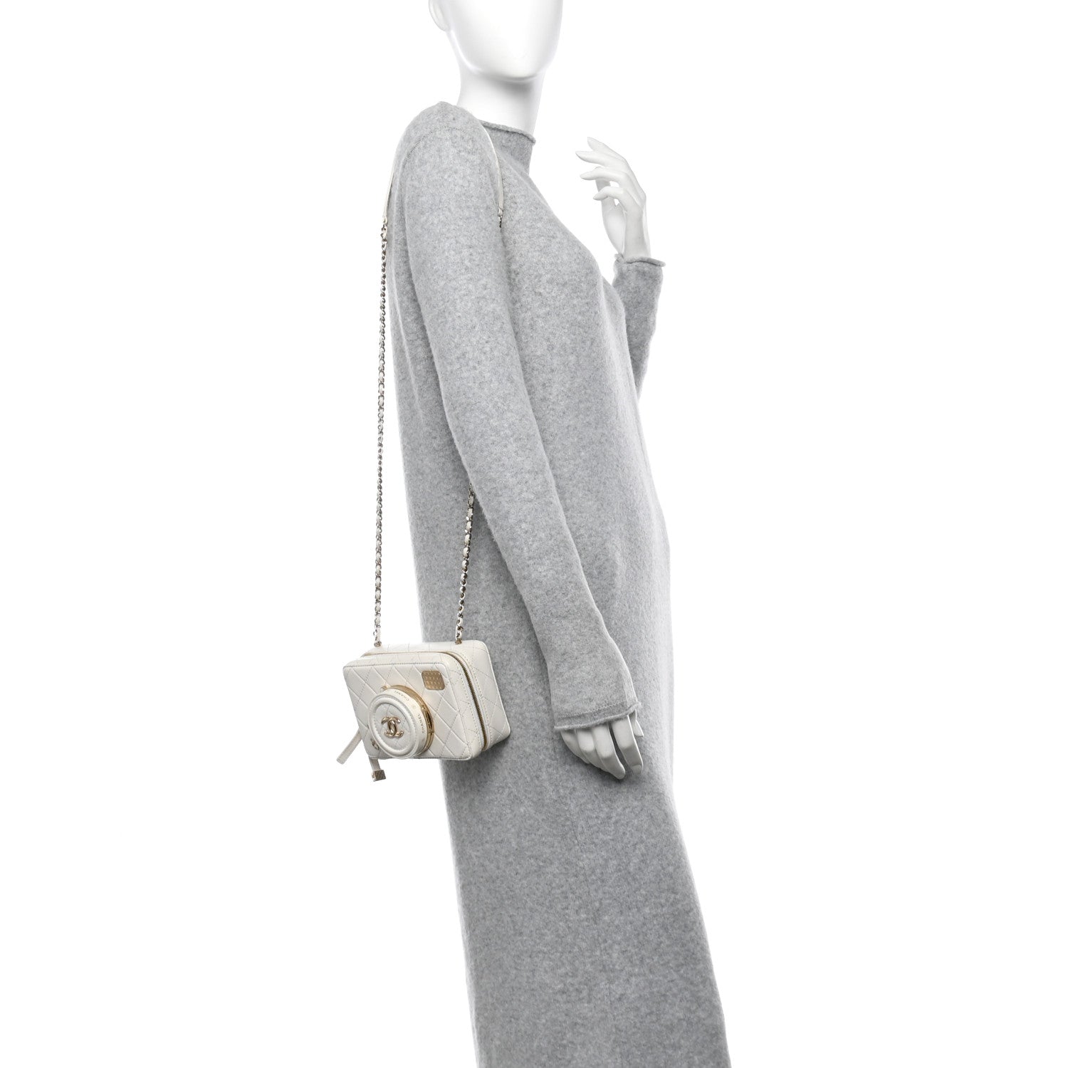 Lambskin Quilted Coco Click Bag White