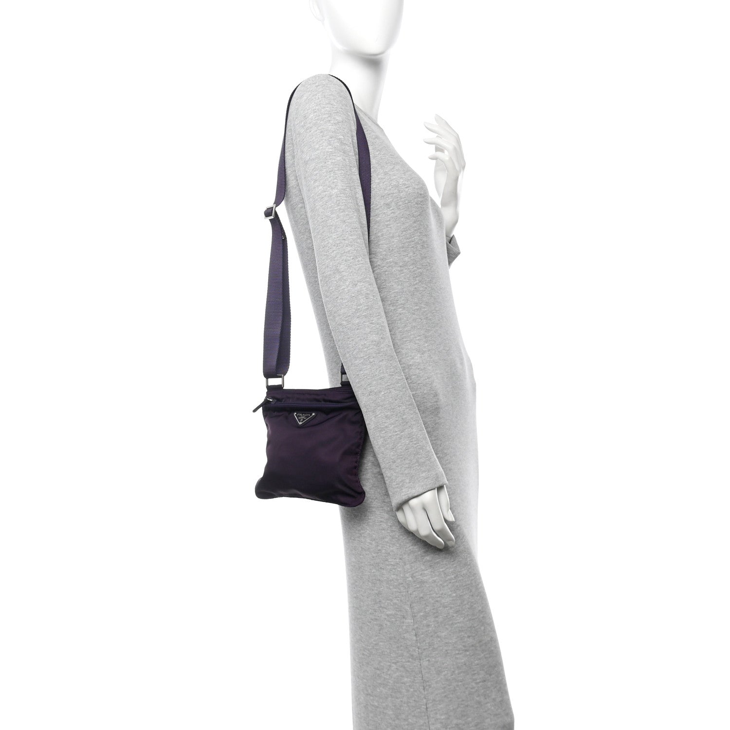 Tessuto Nylon Small Flat Messenger Bag Granato