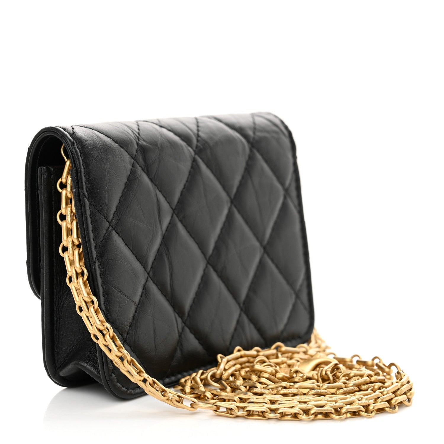 Aged Calfskin Quilted Reissue Belt Bag Black