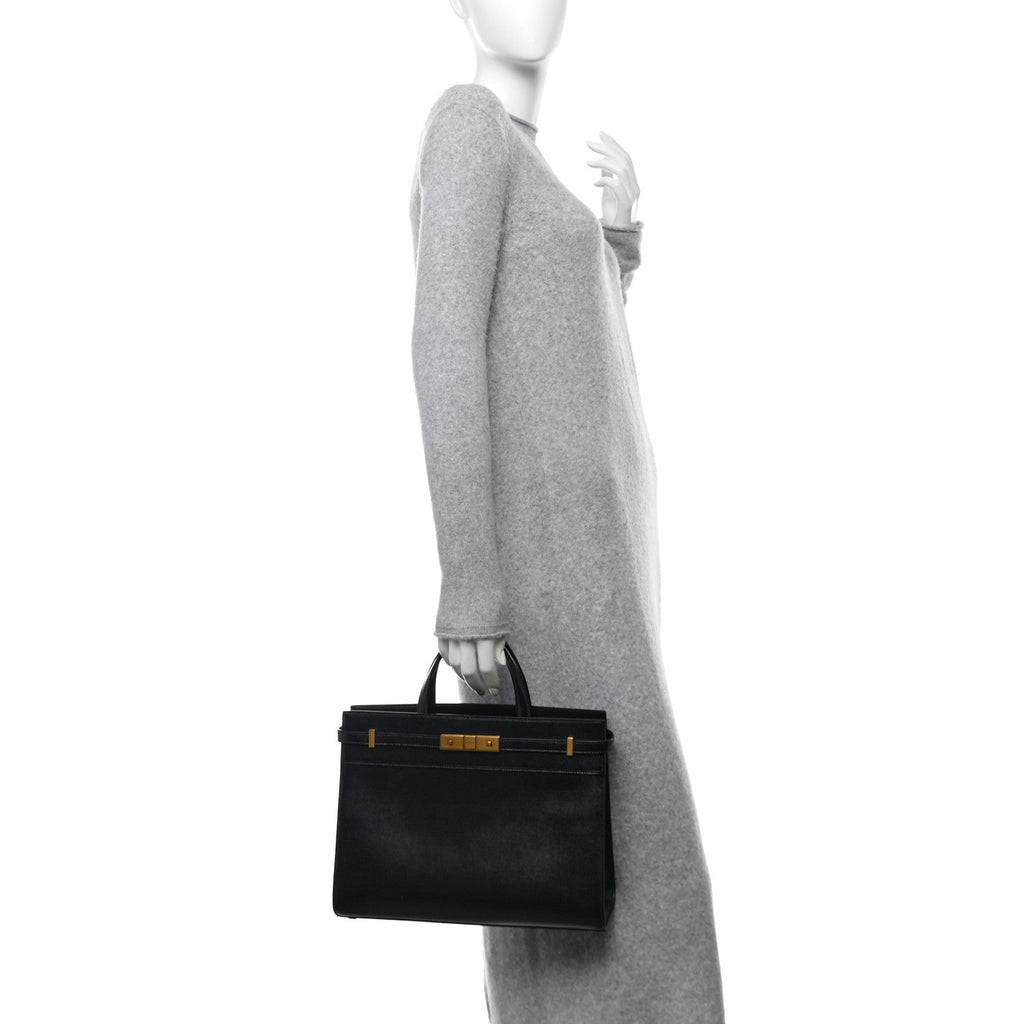 Calfskin Small Manhattan Shopper Tote Black